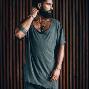 Asymmetric Bamboo Tshirt: Deep Vneck Festival Top