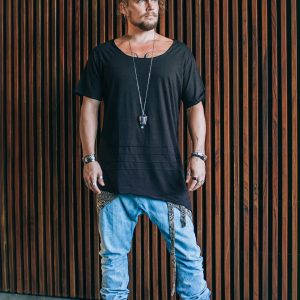 Asymmetric Bamboo Tshirt: Deep Vneck Festival Top