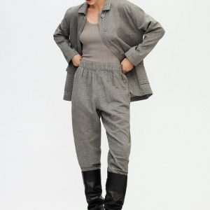 Grey Oversize Jacket Cotton Shirts Women's Jackets