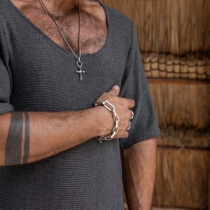 Hand Knit Cotton Tshirt Men: Bohemian Beach Shirt