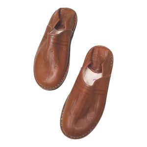 Blue Moroccan Leather Babouche Unisex Handmade Traditional Shoes